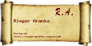 Rieger Aranka névjegykártya